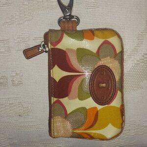 Vintage Fossil Floral Key-Per card zip pouch coin purse